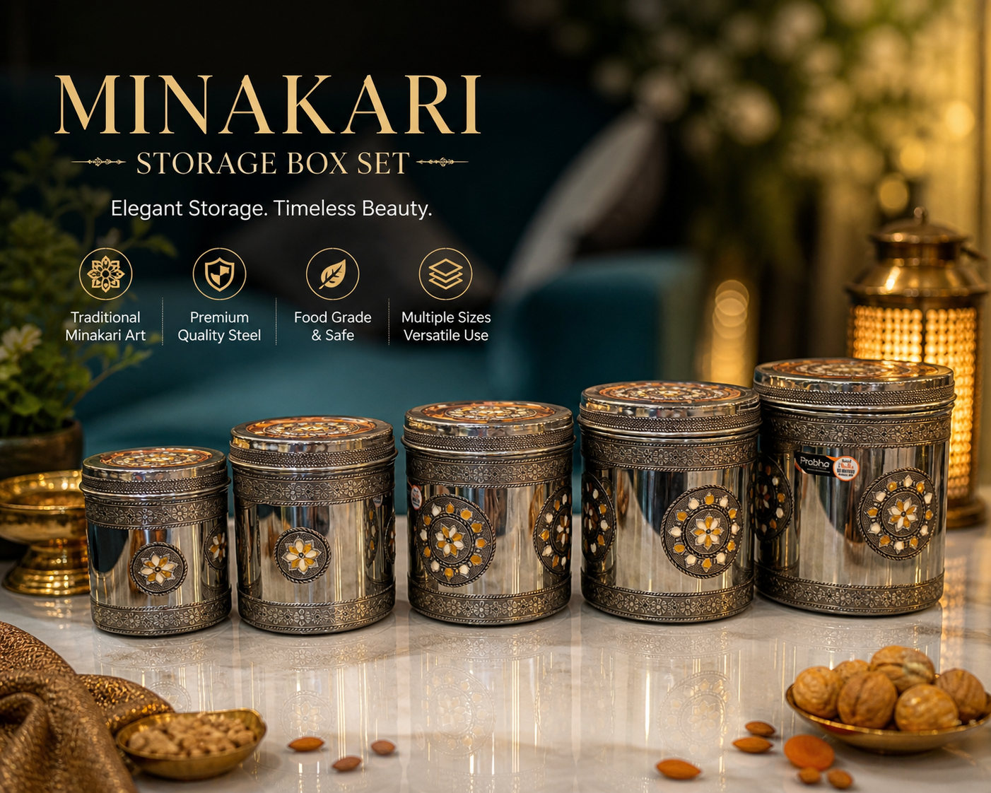 Meenakari 5 pc dabba set