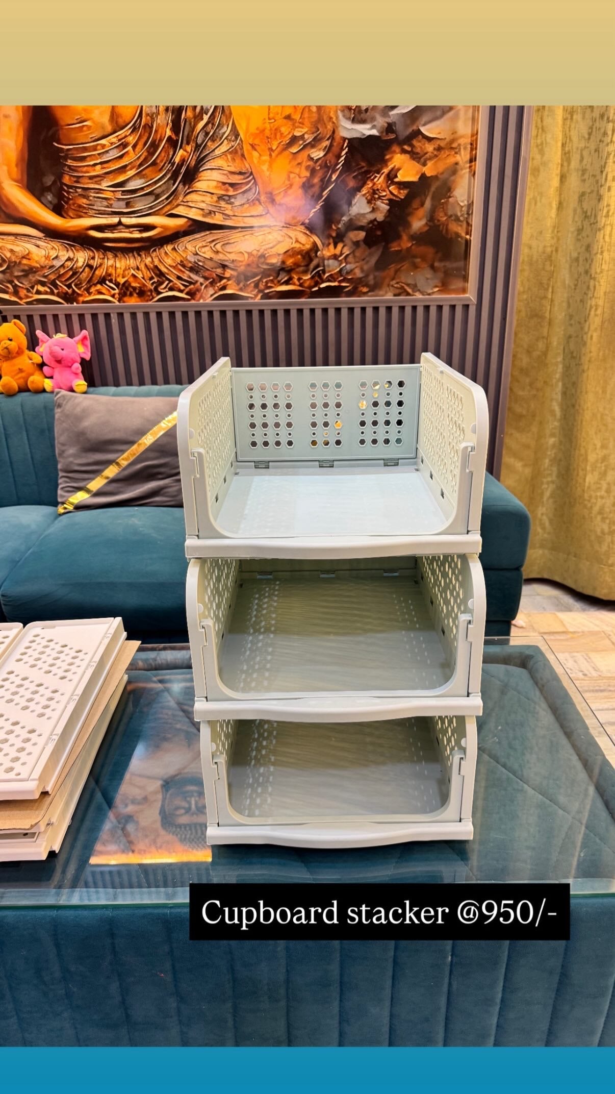 Nayasa 3 Layer Cloth Organizer Stacker – Foldable Modular Cupboard Storage Basket for Clothes & Accessories
